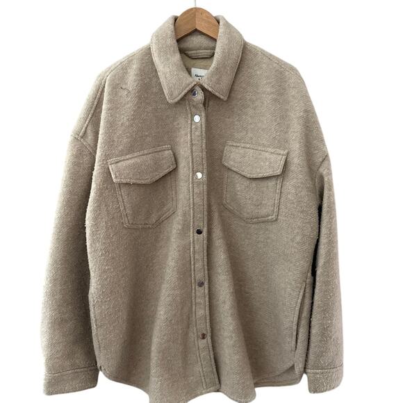 Abercrombie & Fitch Oversized Shacket Shirt Jacket Cream Size XL - Picture 3 of 12